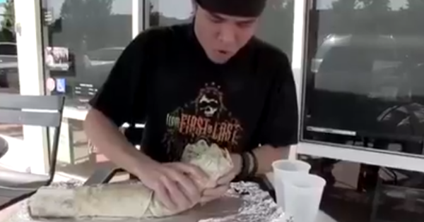 EEK! What He Does With This Giant Burrito Is SO Insane, It Will Leave You…