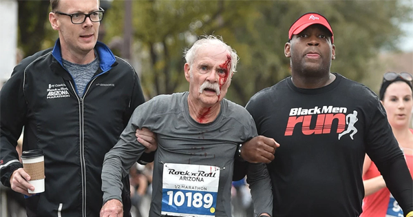 A Grandfather Falls In The Middle Of A Half Marathon And Begins To Bleed Violently