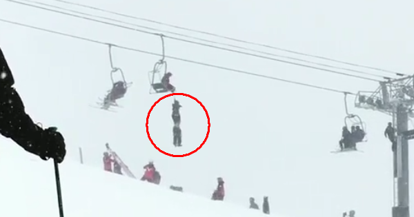 A Skier Slips From A Chairlift And Gets Hung By His Backpack. This Man Is The Only Person Who Can Save The Skier
