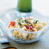 Quinoa, Corn, and Tomato Salad with Chive-Infused Oil